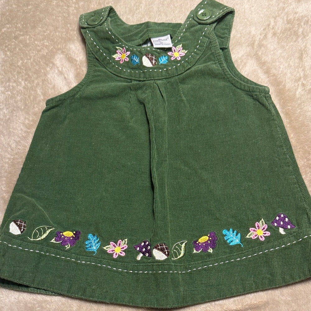 Charming Green Embroidered Kids Dress
